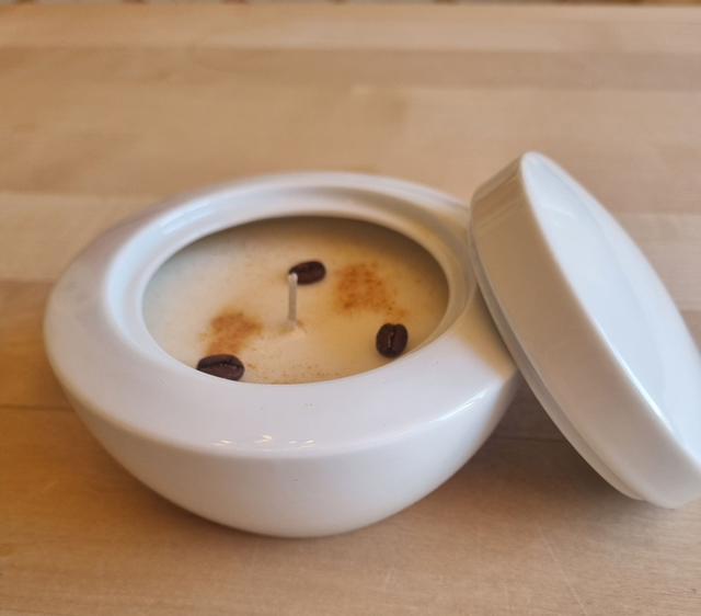 Kerze im Zuckertöpfchen mit Deckel - Unikat