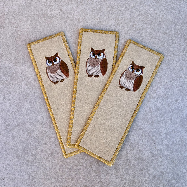Handmade bookmarks with embroidery owl