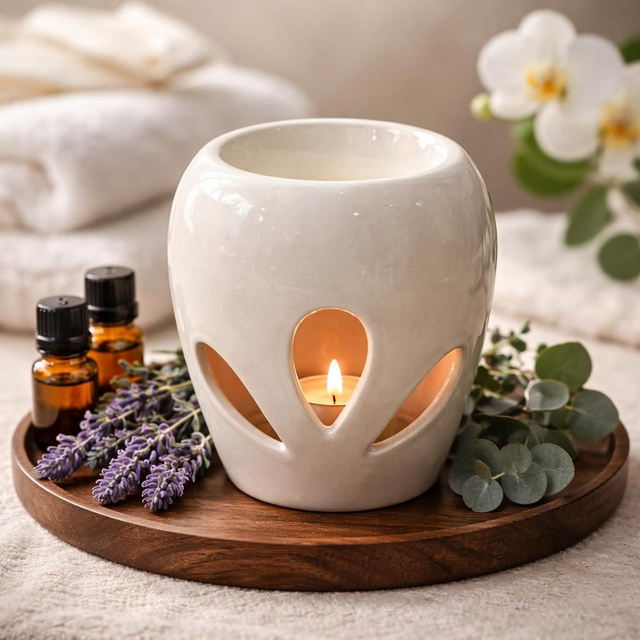 "Pétale" - Brûleur huile &amp; Fondant - Céramique + 6 fondants naturels