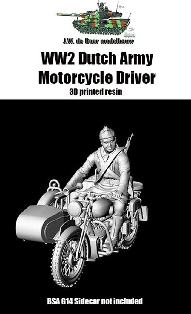 WW2 Dutch Army Motorcycle Driver  (Available in 1/35, 1/48, 1/72 and 1/87)