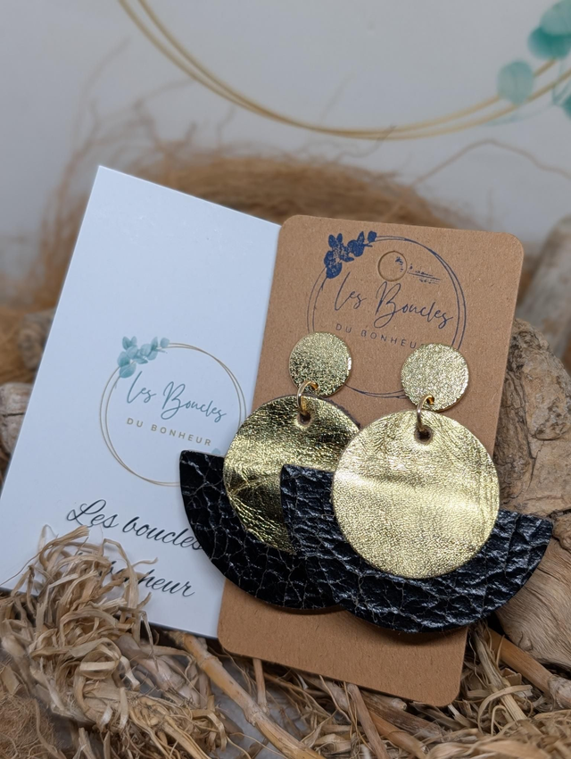 Boucles d'oreilles Dona noir dorée do005