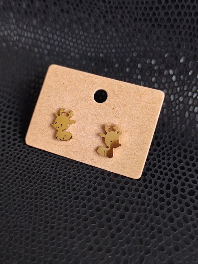 Edelstahl Ohrstecker | Rentier Baby | Gold 