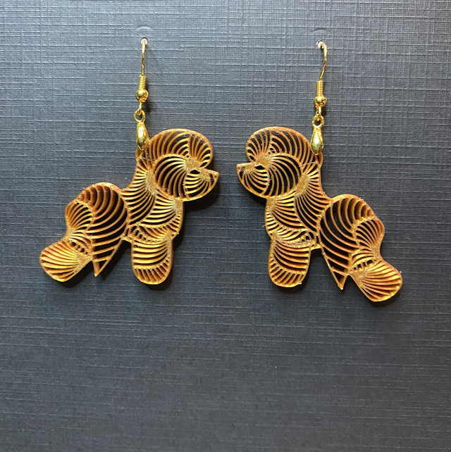 3D - Earrings Bichon Frise Bronze 