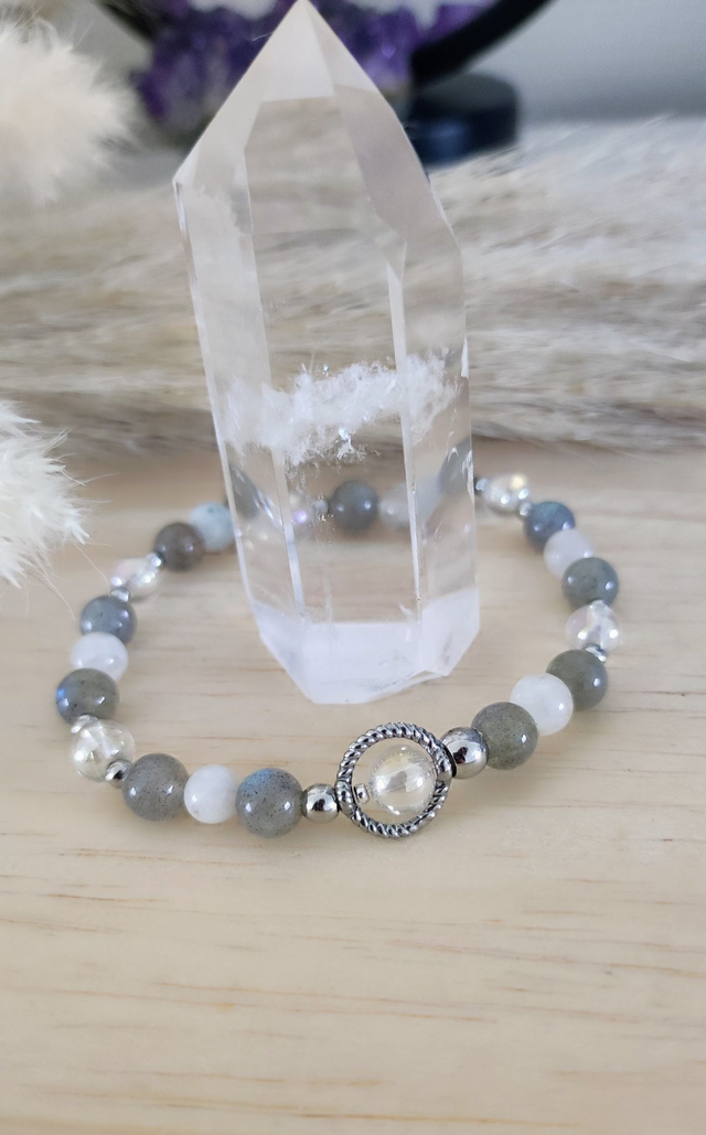 Bracelet "Pierre de Lumière et de Réconfort" Labradorite - Péristérite
