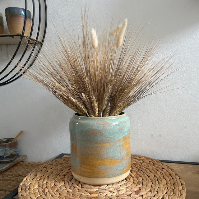 Cache pot - vase bleu océan 