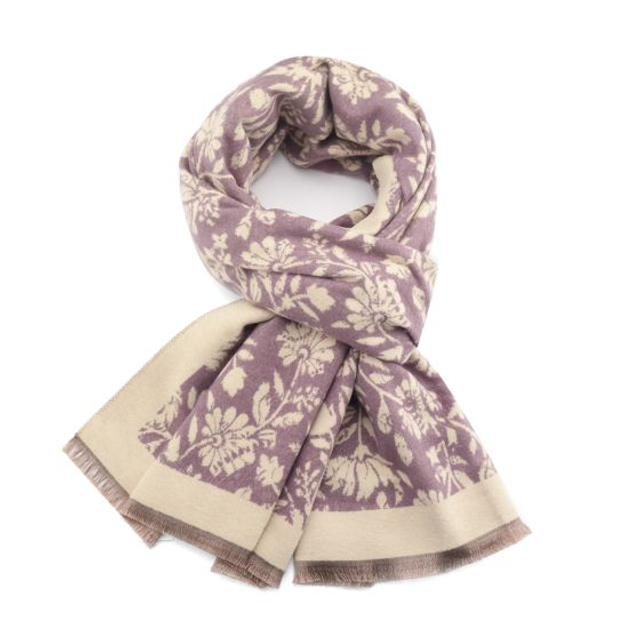 Dusty purple floral winter scarf