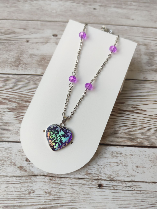 Collier acier inoxydable &quot;Jocelyne&quot; papillons