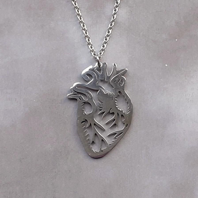 Anatomical Heart Steel Necklace 