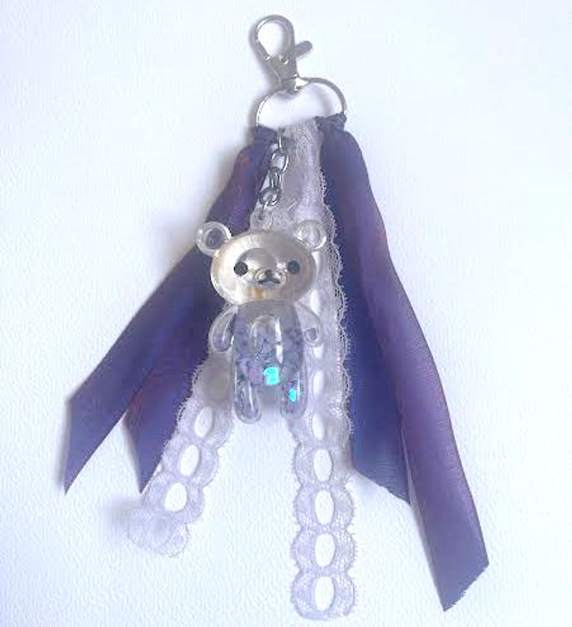 BS15- Bijoux de Sac ruban et ouson avec des paillettes