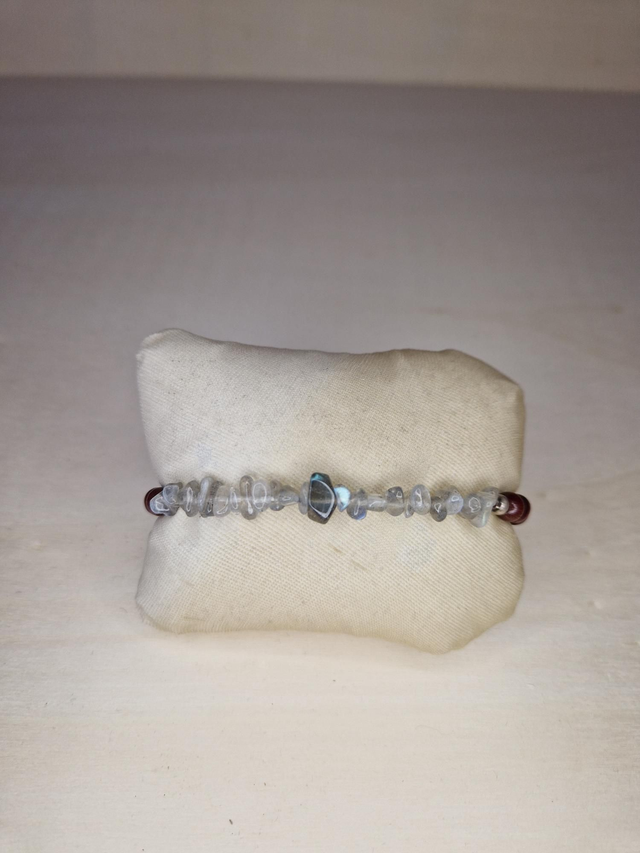 Labradorite blanche, bois / 012