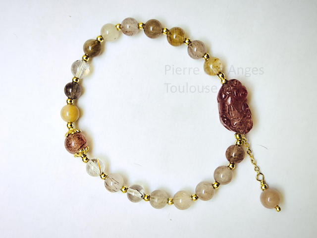 Bracelet - Lithothérapie - Pierre naturelle - Agate Fraise