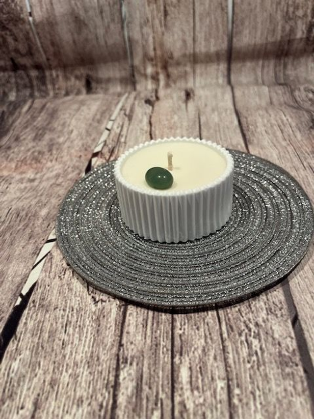 Bougie en pot Aventurine avec pierre de lithothérapie - 90 grammes