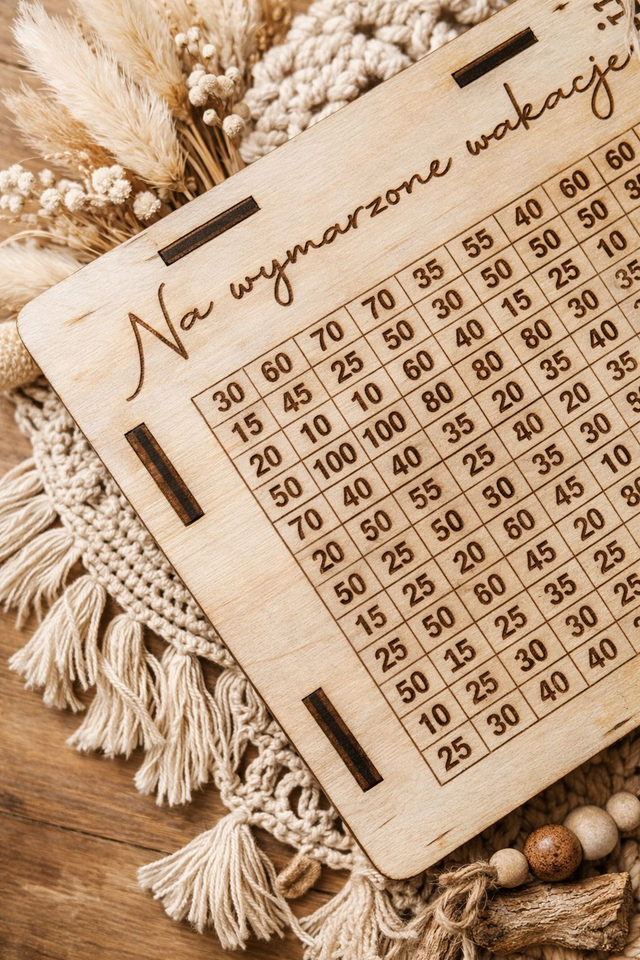 Personalizowana drewniana skarbonka oszczędnościowa z własnym projektem