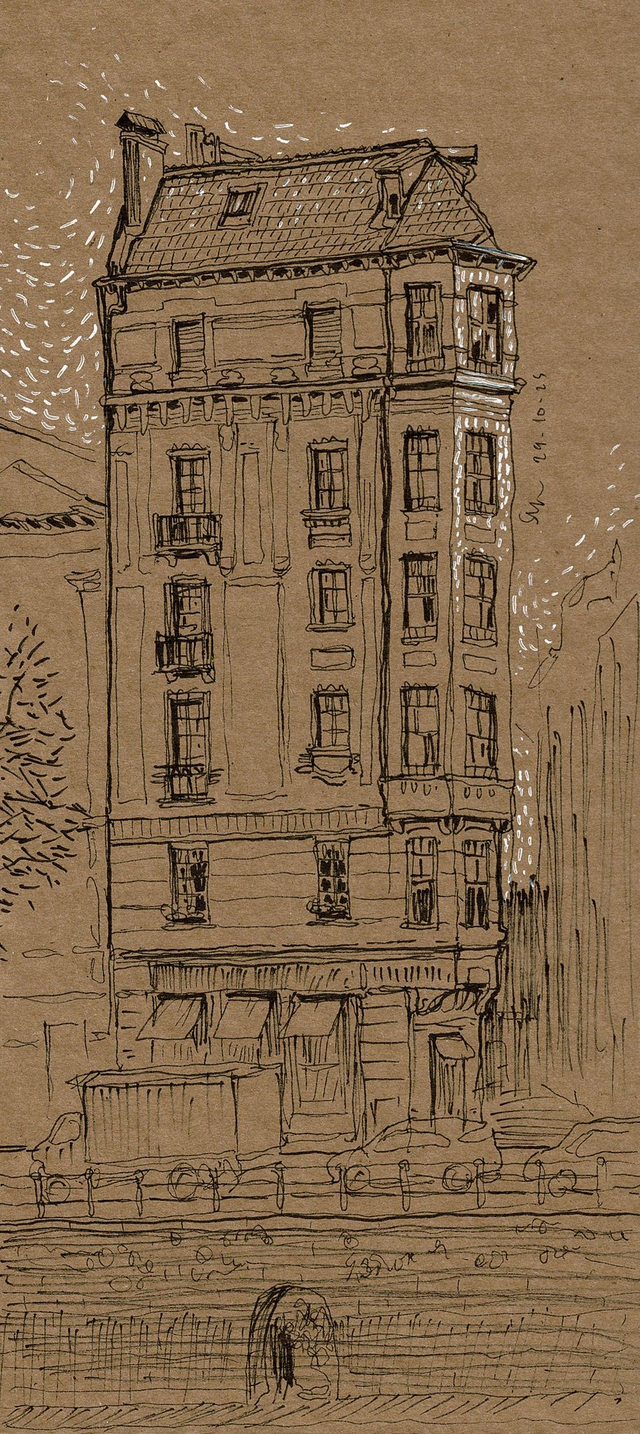 Dibujo edificio entre calle ribera y pelota (Bilbao)