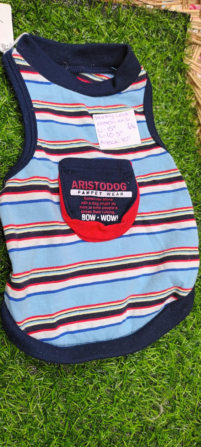 Stripey cotton vest blue 