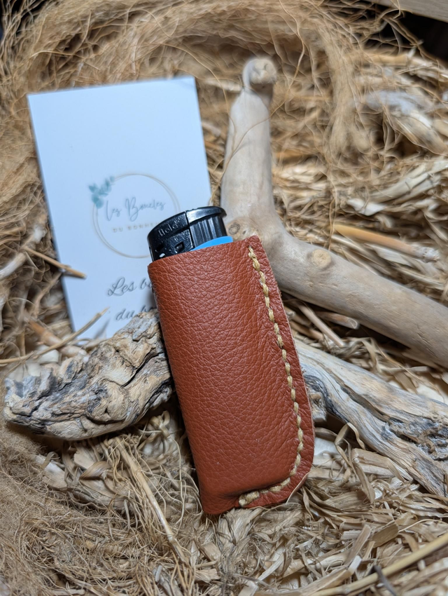 Étui à briquet camel couture beige