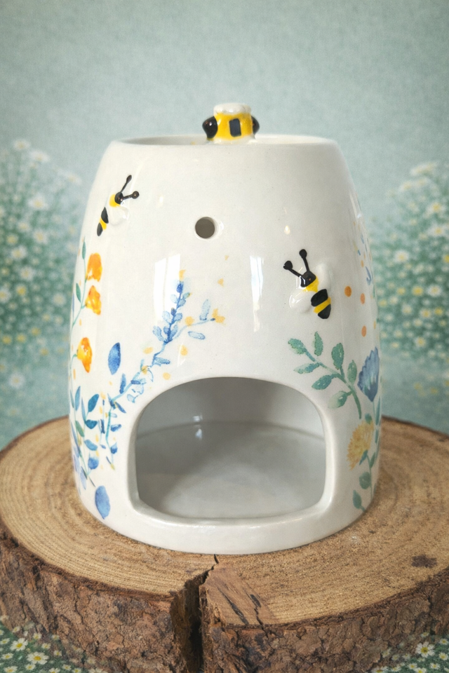 Floral Ceramic Wax Warmer - Cornflower Blue