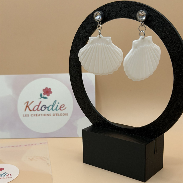 Boucles d'oreilles Coquillage - Forme Pleine - Attaches Inox avec brillant