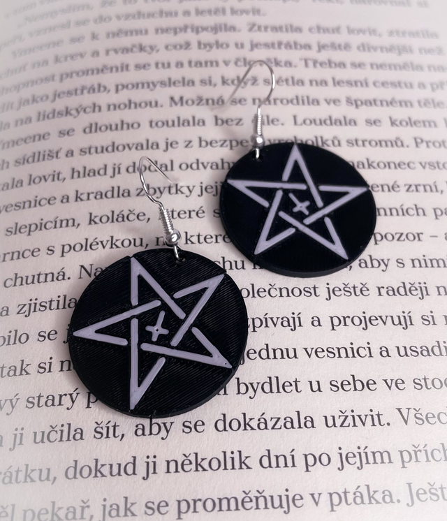 Náušnice Pentagram křížek