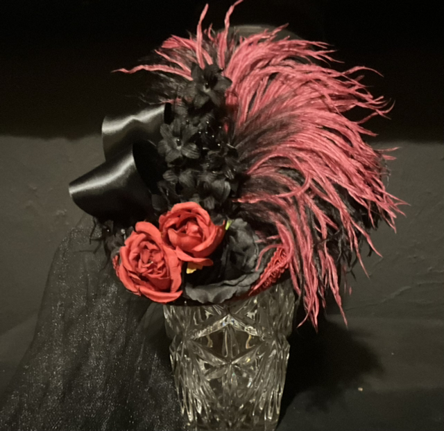 Victorian Style Hat ( Black&amp;Burgundy)