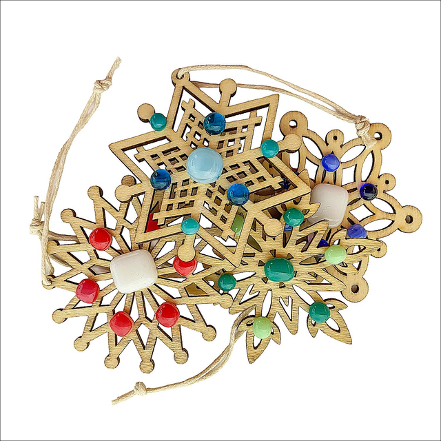 Wooden Christmas tree decorations (PK of 4) (Ref XAC1)