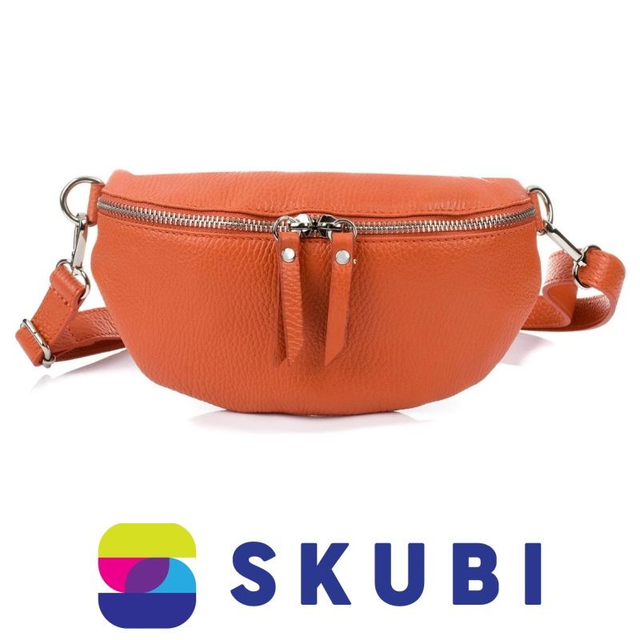 Vera Pelle B68 Dámská kožená crossbody kabelka oranžová