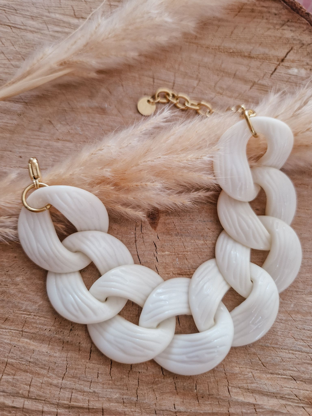 Bracelet maillons - Modèle crème et doré