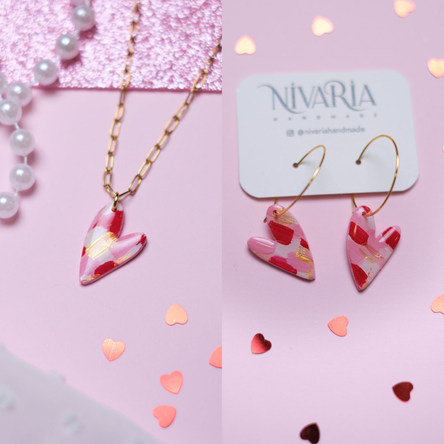 Set corazones pintados a mano