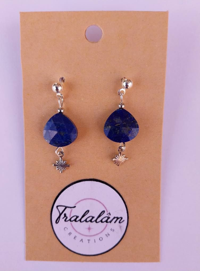 ✨ Boucles d&#039;oreilles argentées &quot;Les Jolies Pierres&quot; Lapis Lazuli ✨  