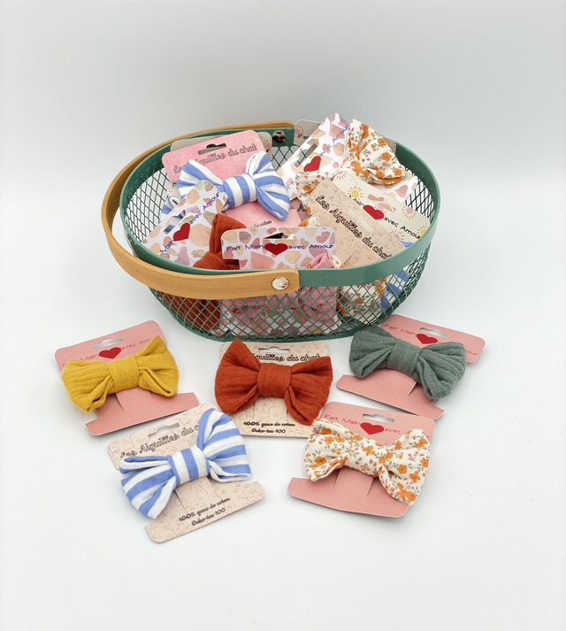 Barrette avec noeud en gaze de coton