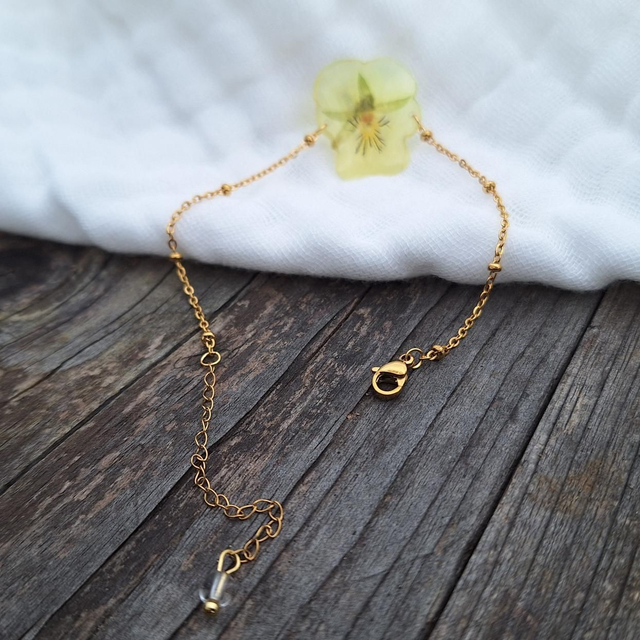 Bracelet petite Pensée • Viola cornuta • doré 