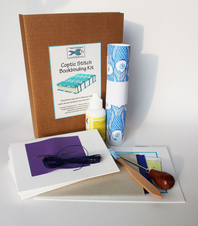 Make an A6 Coptic Bound Book Kit with puffins