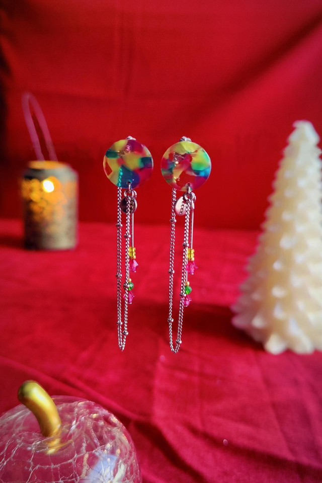 Boucles d&#039;oreilles à puces Multicolores violet