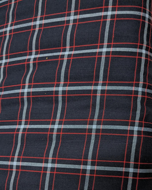 Navy Check Cotton Lightweight Twill