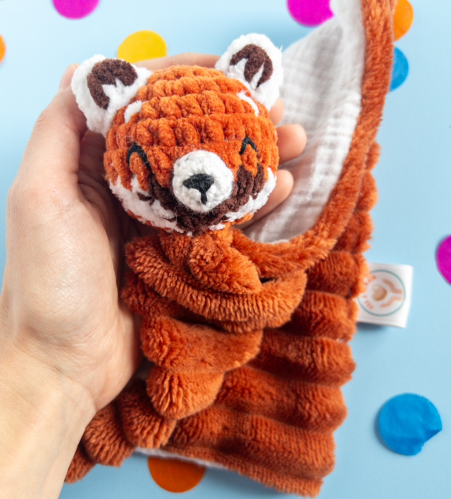 Doudou tissu - PANDA ROUX (tissu roux)