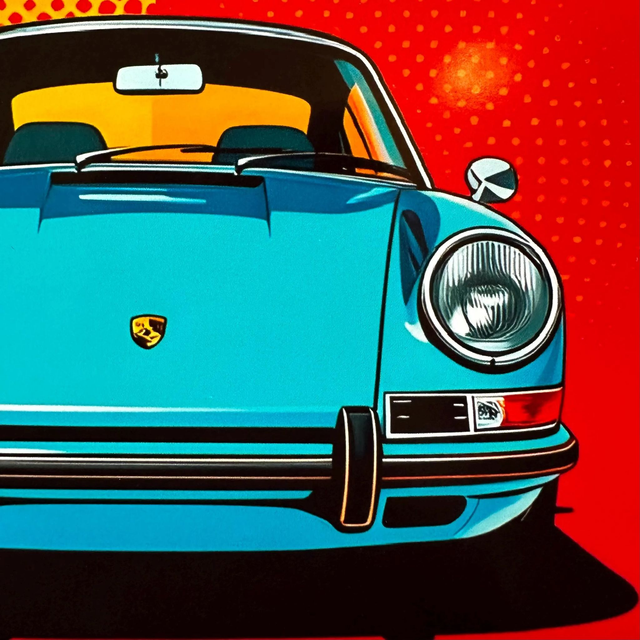 Classic Porsche 911 Retro Pop Art Greeting Card – Car Enthusiast Gift, Bold & Colourful Design for Birthdays, or Any Occasion