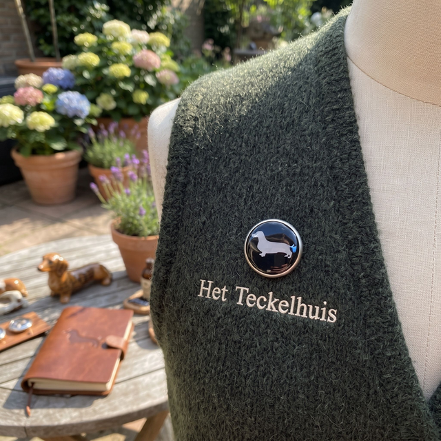 Pin teckel wit / zwart