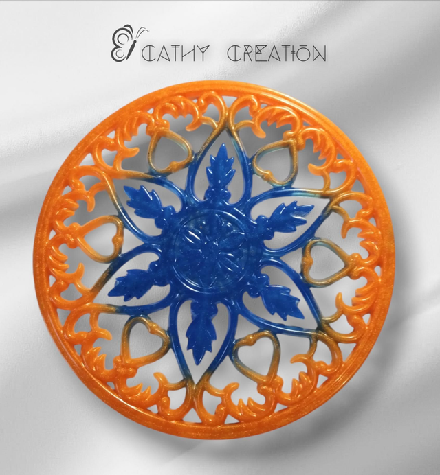 Fleur de vie bleue et dorée 20 cm de diamètre 