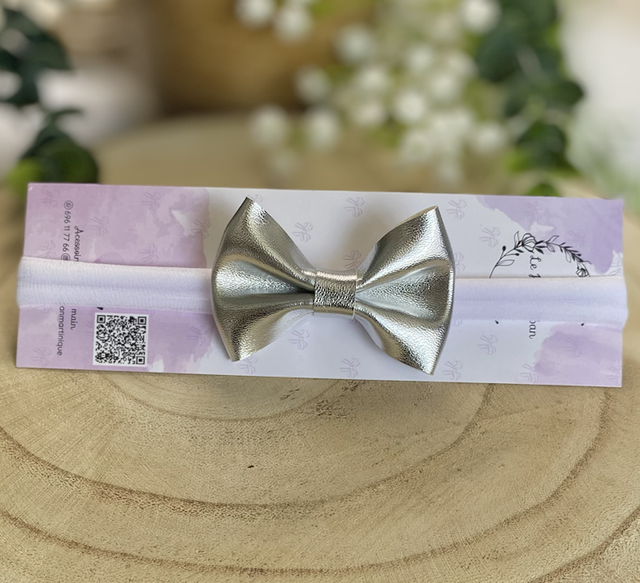 Bandeau bébé métallique argent 