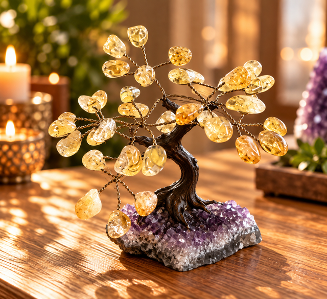 Bonsai di pietre su base drusa di ametista grande