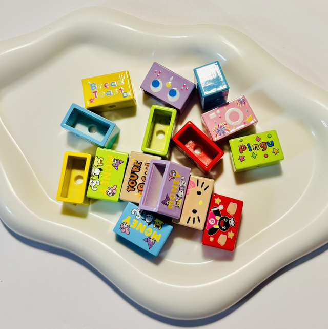 Set of 3 cute colourful box beads 