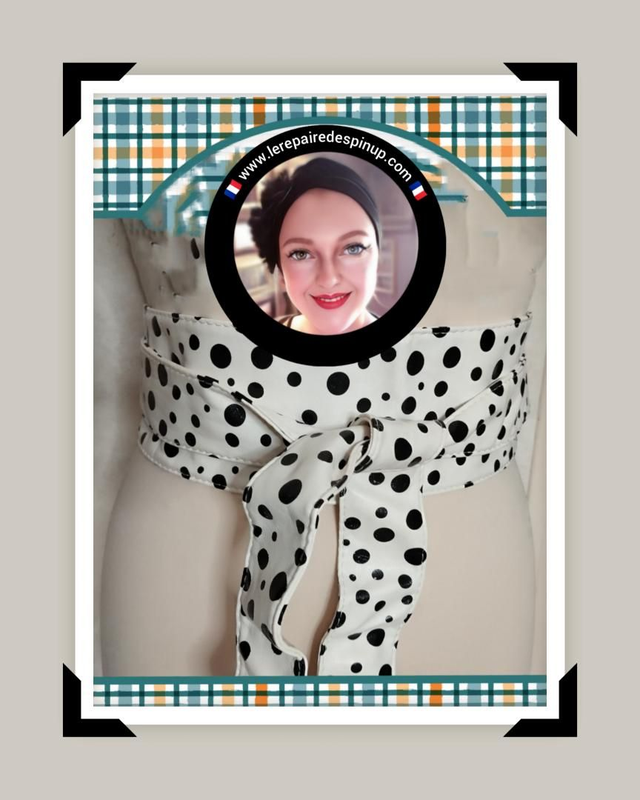 Ceinture Pin UP à nouer blanc polka 