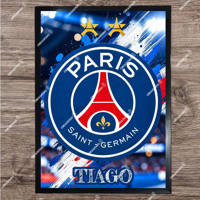 Affiche Poster PSG personnalisée avec Prénom - Cadeau unique pour supporter du Paris Saint Germain format A4 21x29,7cm