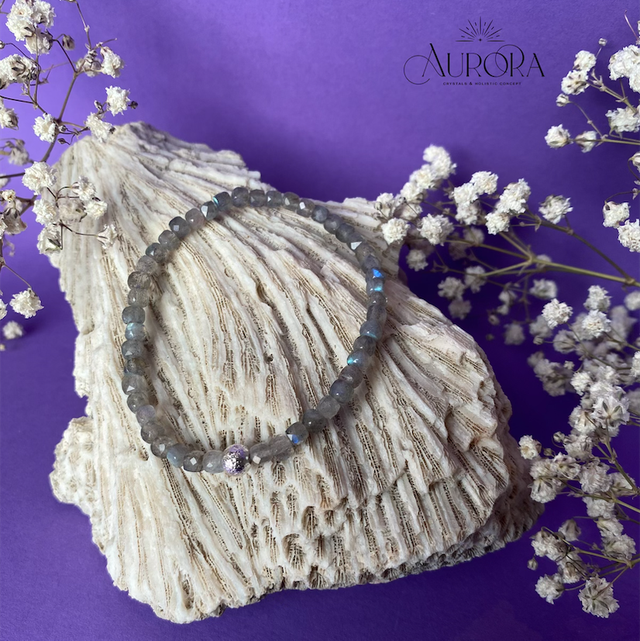 Labradorit Armband, Würfel facettiert, 4mm 