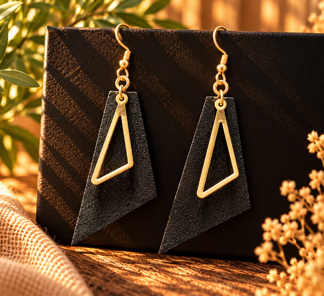 Boucles EVASION triangle noir