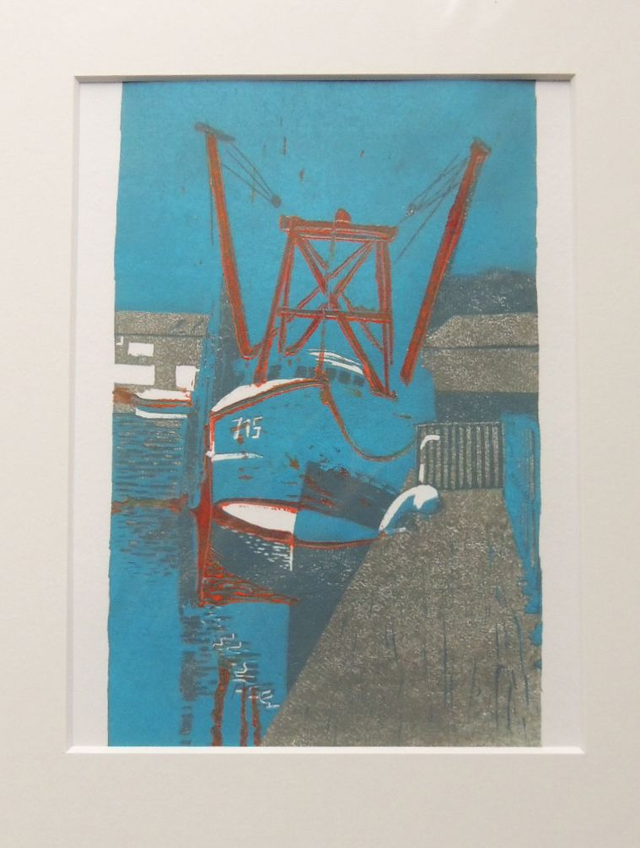 Moored - linoprint