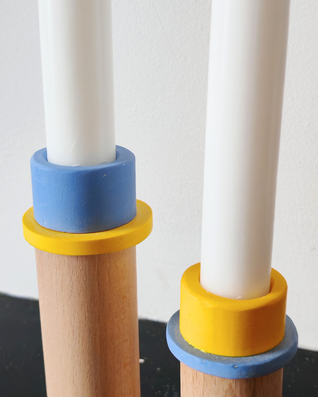 Bougeoirs - Bleu et jaune