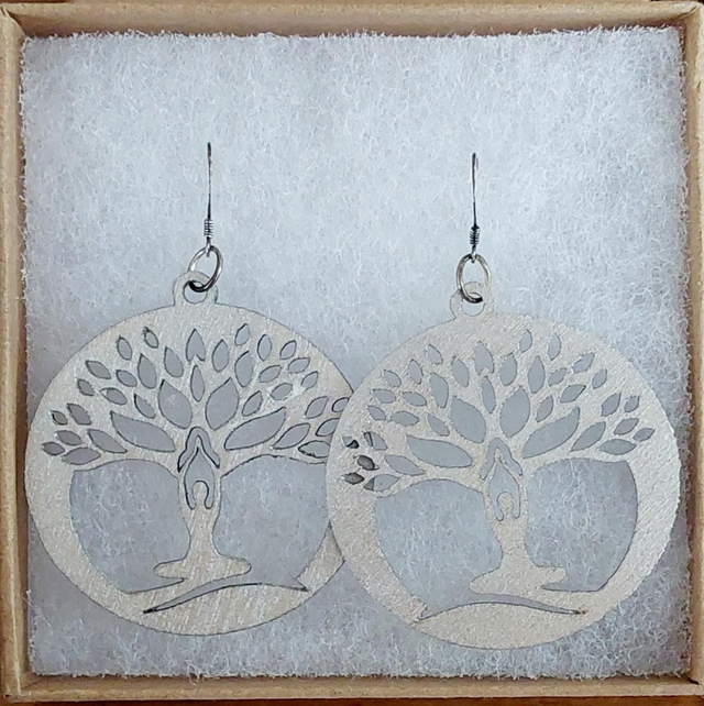 Tree of life -koivuvanerikorvikset  (pari)