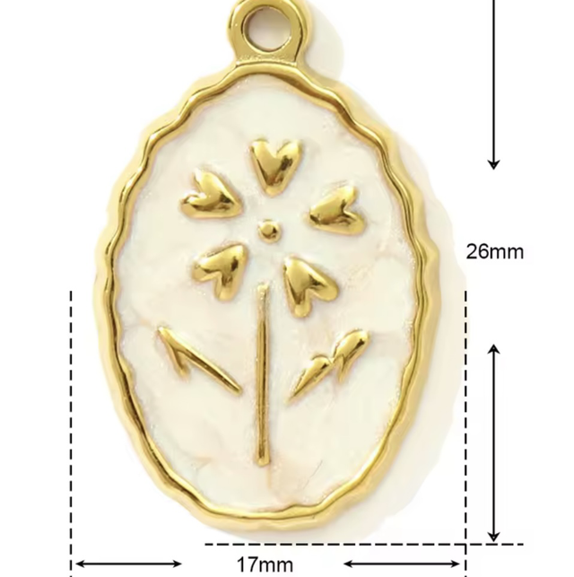 Charm fiore stilizzato base bianca 