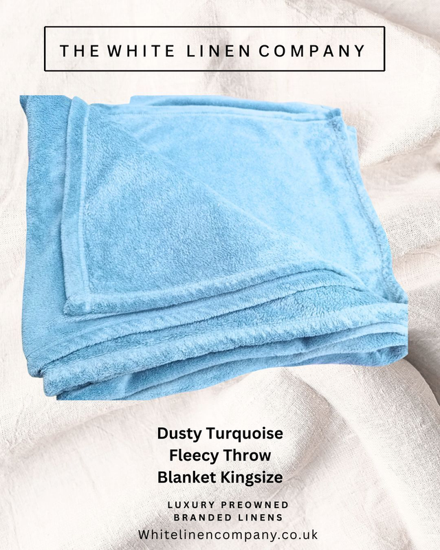 Duck Egg/Dusty Turquoise Blue Kingsize Fleecy Blanket Throw